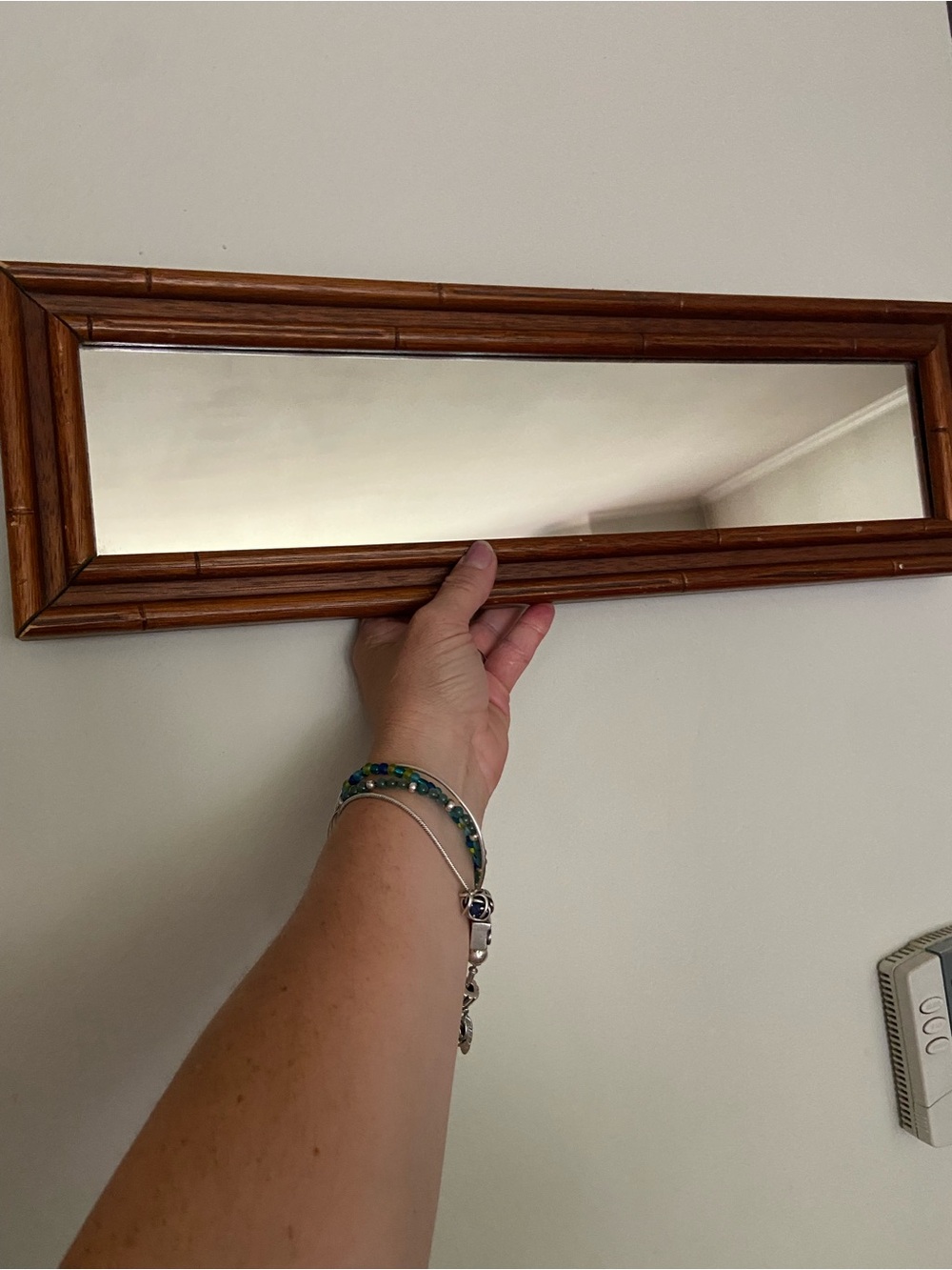 VTG Faux Bamboo-Style Rectangular Wood Wall Mirror